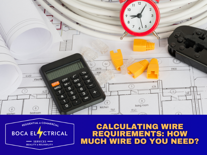 image of an electrical plan with clock, wire, plug and a calculator